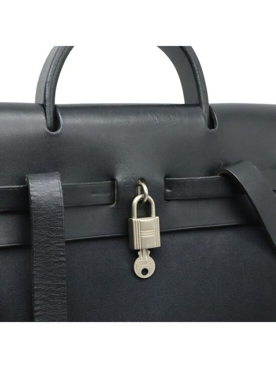 Hermes Herbag a Dos PM Backpack 2-Way Handbag Toile Officier Leather Black main image 4